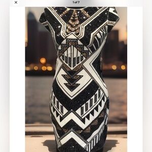 Express Black and White Geometric Mini Dress new with tags xs